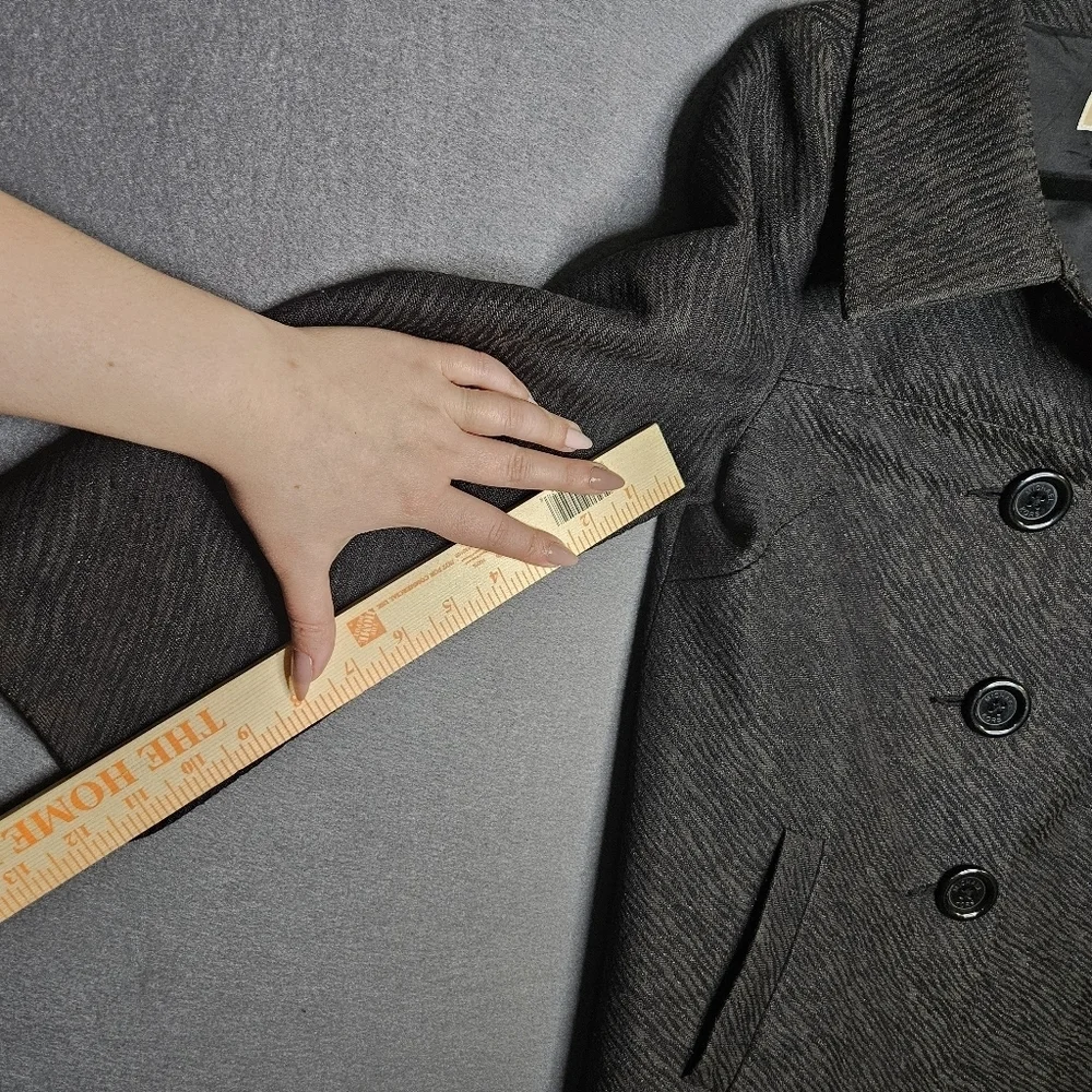 Michael Kors Women's Small 3/4 Sleeve Peacoat Dresscoat Black Vintage Textured